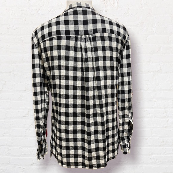 Dress Forum Los Angeles Black and White Buffalo Check Long Sleeve Blouse - Picture 3 of 7